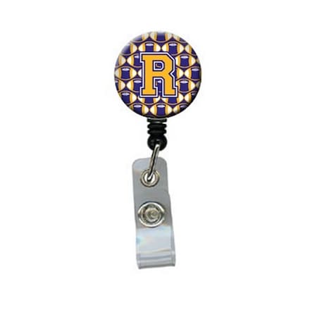 CAROLINES TREASURES Letter R Football Purple and Gold Retractable Badge Reel CJ1064-RBR